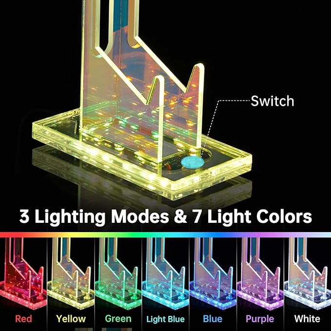 NiHome Iridescent LED Lighting Acrylic Multi-Tier Game Controller Holder & - Image 3