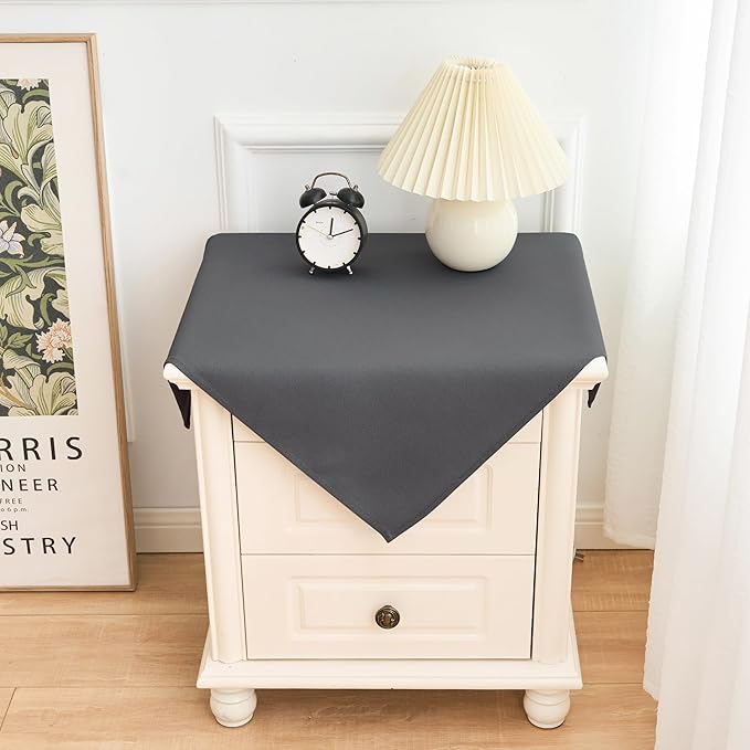 2 Pack Small Square Table Cloth 24X24 Inch Grey Washable Fabric Tablecloth - Image 2