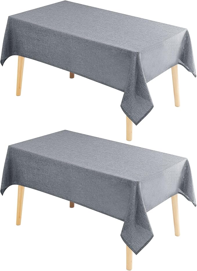 Hiasan 2 Pack Faux Linen Rectangle Tablecloth by Hiasan
