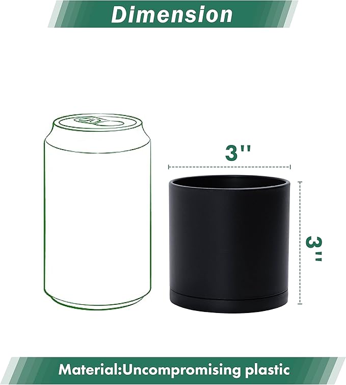 D'vine Dev 12 Pack 3 Inch Mini Plastic Plant Pots, Small Garden Planters - Image 2