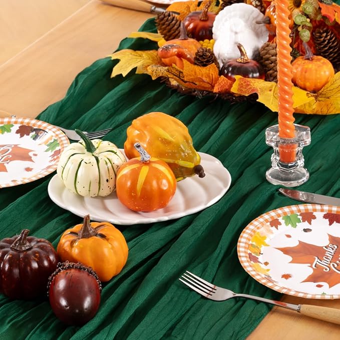 Emerald Green Cheesecloth Table Runner 12 Pack Fall Table Runners Boho Gauze - Image 3