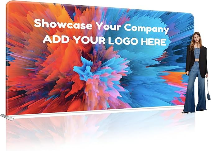 Custom Stand Backdrop with Aluminum Stand, 7.5x16.4ft Commercial Tension Fabric by POKIFURNUS