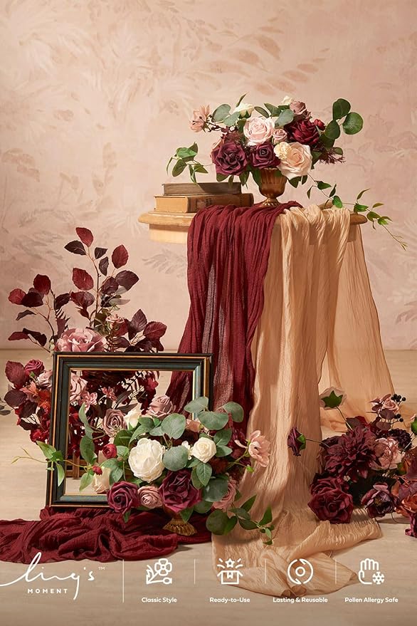 Ling's Moment 17.5" Tall Free Standing Artificial Flowers Arrangements 4 pcs - Image 2