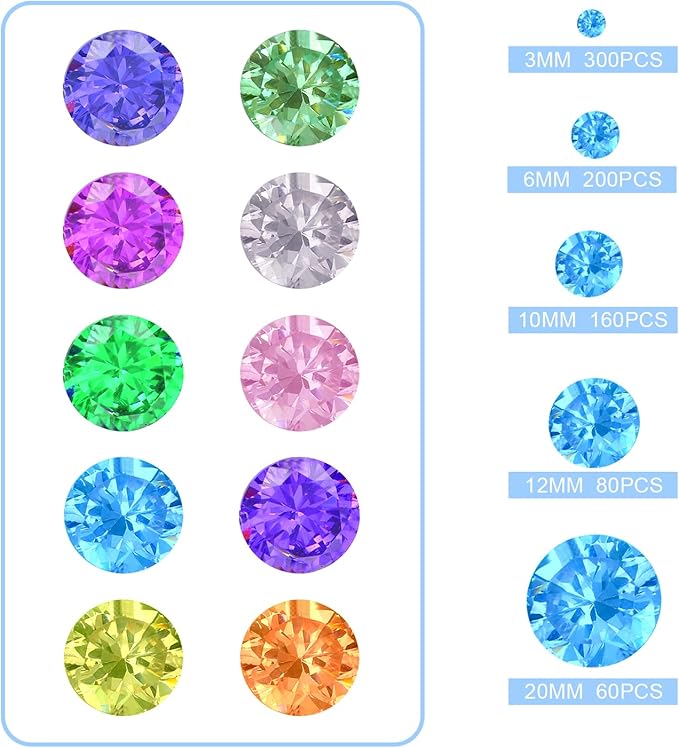 Hicarer 800 Pieces Diamond Decorations Acrylic Diamond Table Scatter Crystals - Image 2