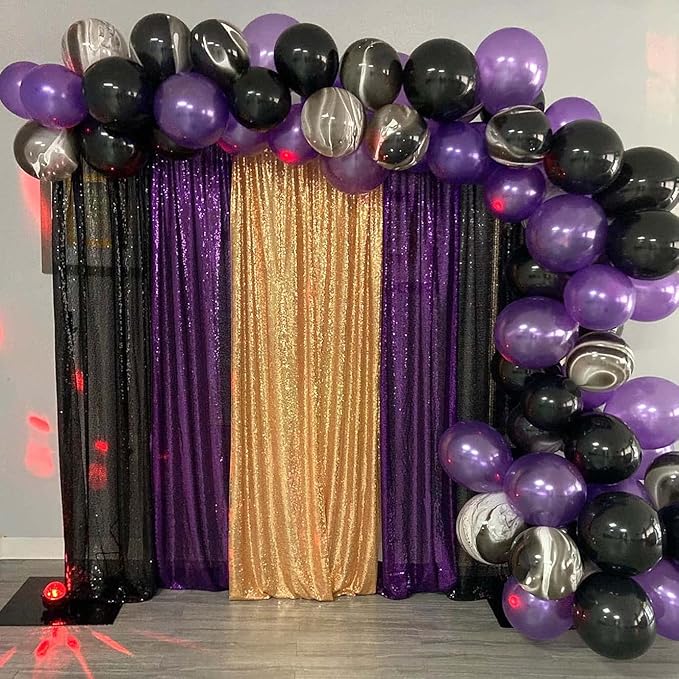 Purple Sequin Backdrop Curtains Glitter Drapes 2FTx8FT 2 Panels - Image 6