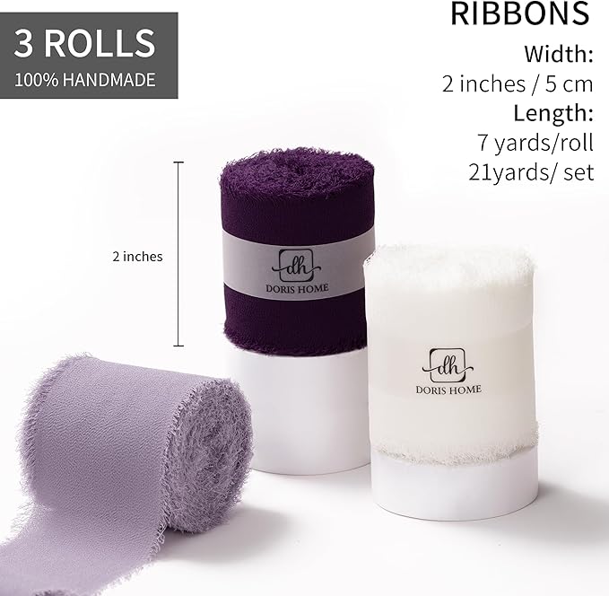 DORIS HOME 2" x21Yd Chiffon Ribbon - Image 3