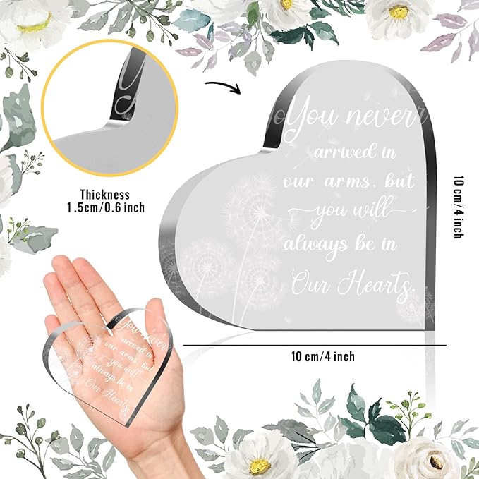 Loss of Baby Memorial Acrylic Heart Paperweight Keepsake Infant Loss Gifts - Image 2