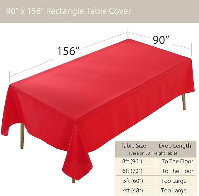 Craft And Party Red Rectangle Tablecloth, 90 x 156 Inch, Polyester Fabric - Image 3