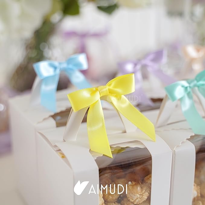 AIMUDI Pastel Bows 2.5" Satin Twist Tie Bows - Image 6
