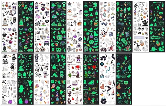 LOMIMOS 320PCS Glow in The Dark Halloween Temporary Tattoos - Image 8