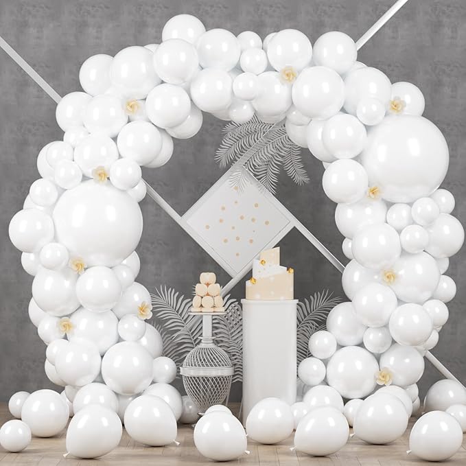 90pack White Balloons Different Size 18/12/10/5 Inch Pearl White Balloon by Voircoloria