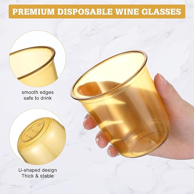 50pcs Disposable Stemless Glasses 12oz Crystal Plastic Wine Glasses Clear - Image 3