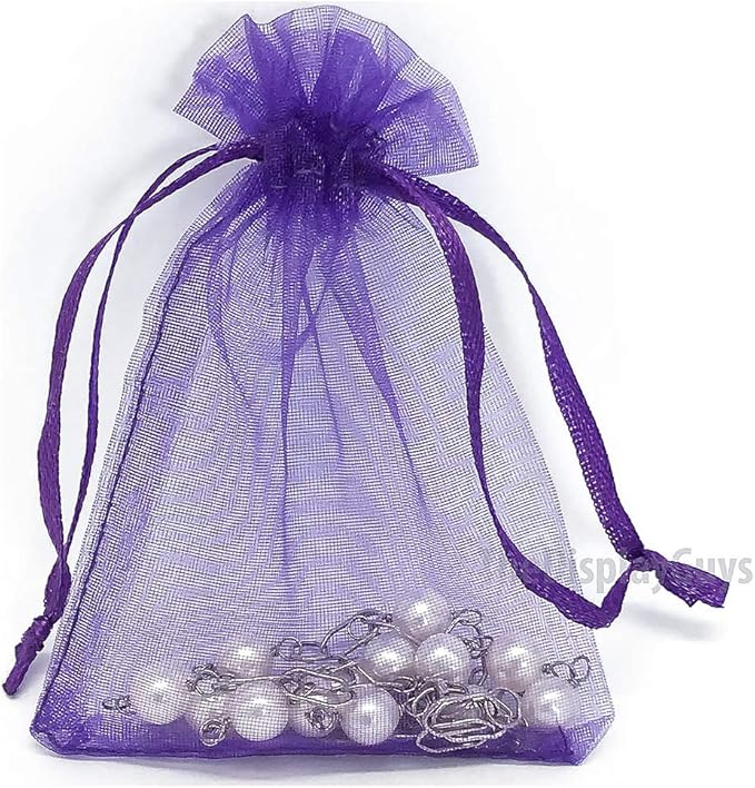 TheDisplayGuys 100-Pack 3x4 Purple Sheer Organza Gift Bags - Image 3