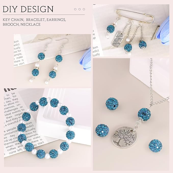 100 pcs 10mm Rhinestone Beads for Jewelry Making, Sparkle Crystal Clay - Image 5
