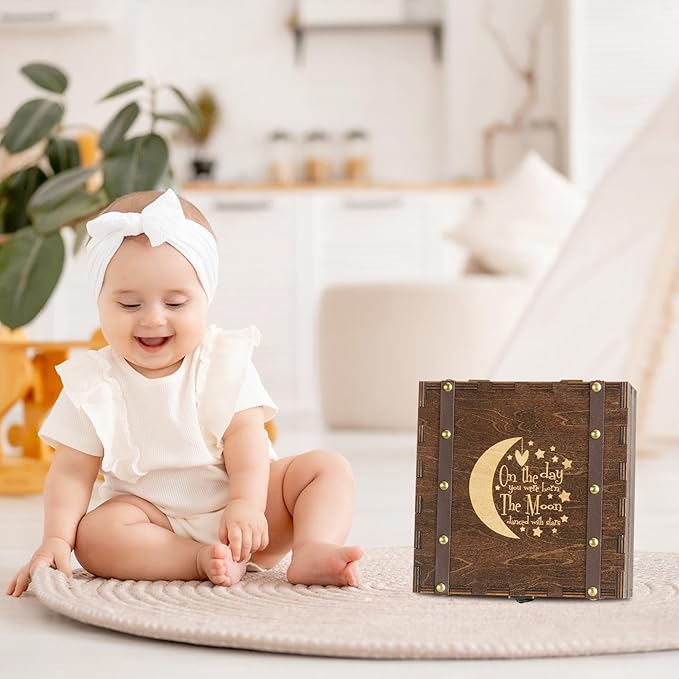 AW BRIDAL Baby Keepsake Box Engraved Wood Memory Box - Image 8