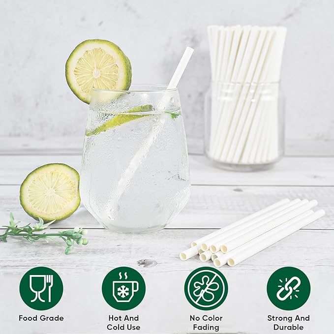 Compostable Short Paper Straws Individually Wrapped, 5.75" x 0.24", Dye-free - Image 4