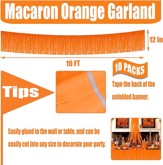 10 Pack 10 Feet Foil Fringe Garland Metallic Tinsel Streamers Banner Wall - Image 2