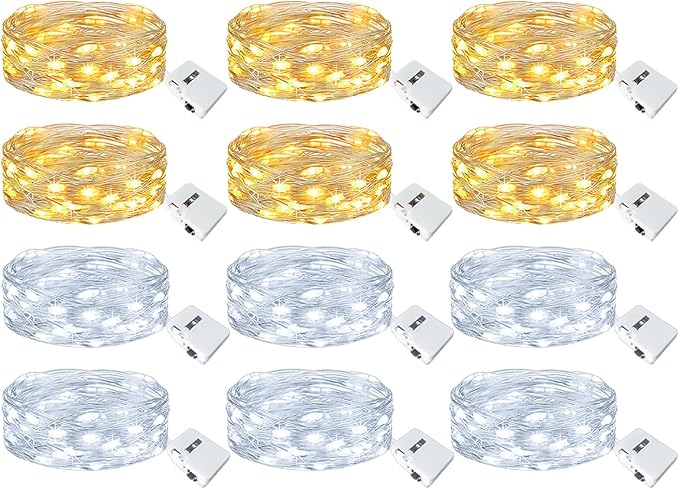 kolpop 12 Pack LED Fairy Lights Battery Operated, Mini Twinkle String Lights by kolpop