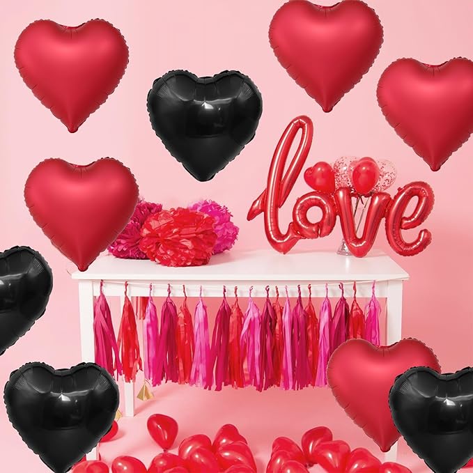 Black Red Heart Balloons - Image 5