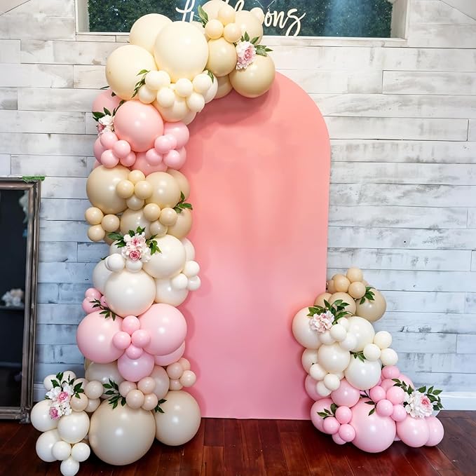 Light Pink Balloons, 12 Inch Pastel Macaron Pink and White Sand Nude Beige - Image 7