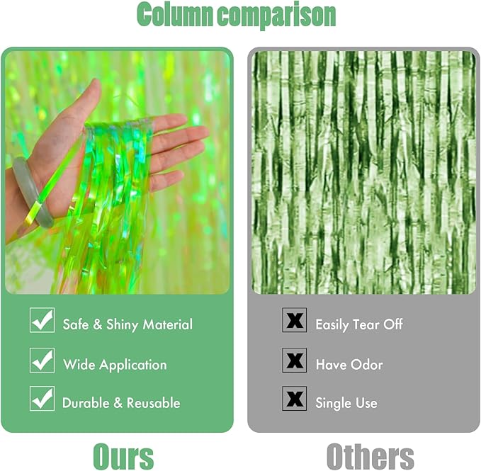 CANREVEL 2 Pack 3.2x6.5 Feet Iridescent Foil Fringe Backdrop Curtains - Image 2