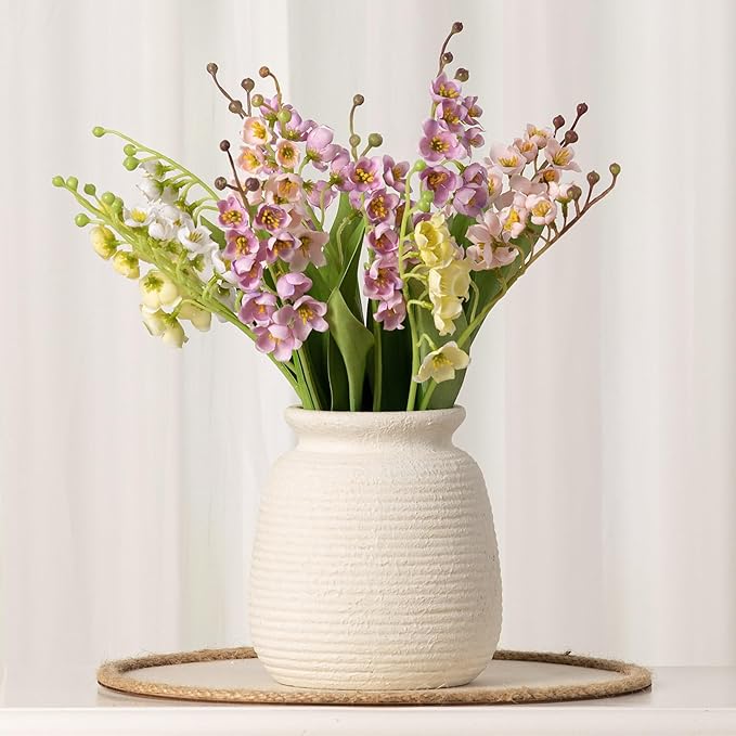 Ceramic Flower Vase, 6“ Small Rustic Farmhouse Vases Home Decor, Short Pottery by ooit