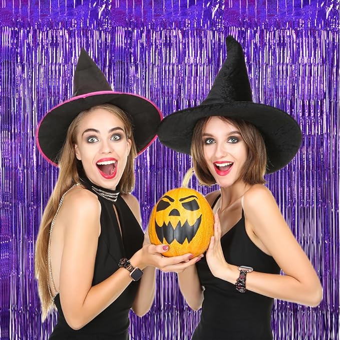 TONIFUL 3Pcs Laser Purple Door Streamers, Laser Purple Photo Booth Backdrop - Image 3