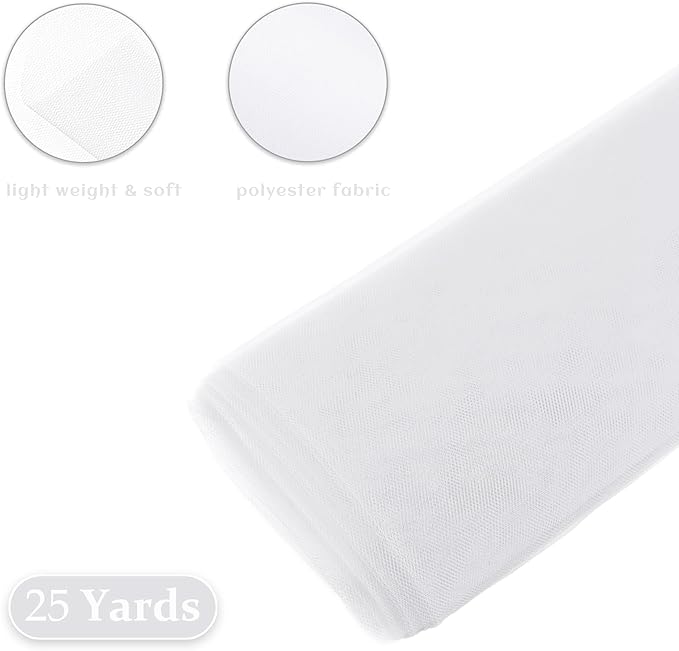 108 Inch × 25 Yards Tulle Mesh Ribbon White Tulle Fabric Ribbon Roll Netting - Image 2