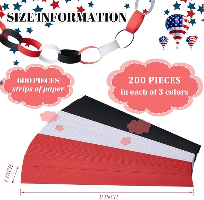 Lincia 600 Sheet Halloween Paper Chain Garland, Construction DIY Crafts Chain - Image 3
