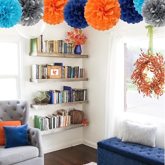 Blue-Silver Orange Space Party-Decorations Streamers-Garland - Image 6