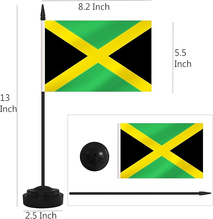 12 Pack Jamaica Desk Flags, Jamaican Desktop Flag, Small Miniature Office Flags - Image 2