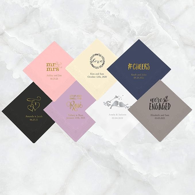 Weddingstar Personalized Printed Paper Napkins 3-Ply 50 Pack - Image 3