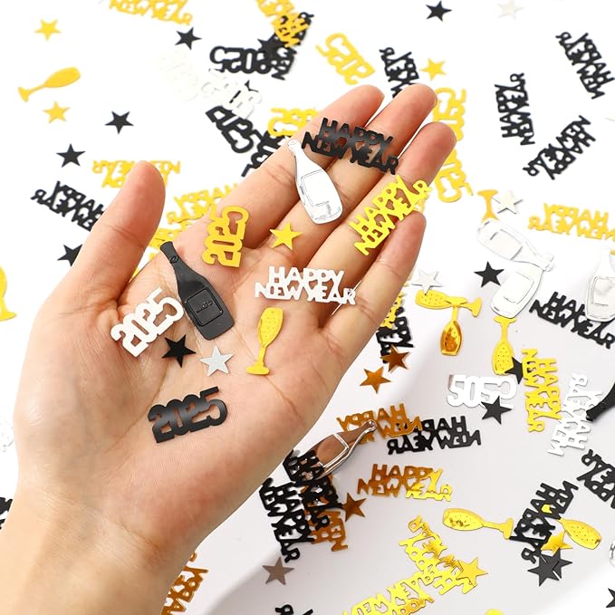 MARFOREVER 2026 New Years Confetti, New Year Eve Party Confetti Black Gold - Image 2
