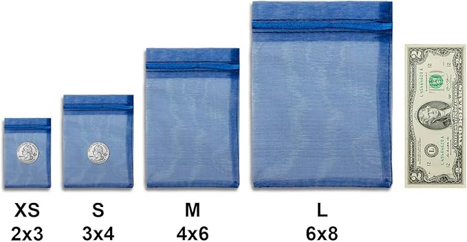 TheDisplayGuys 100-Pack 4x6 Navy Blue Sheer Organza Gift Bags - Image 5