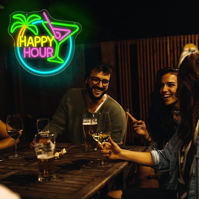 Happy Hour Neon Sign for Wall Decor Dimmable Cocktail Neon Light for Man Cave - Image 4