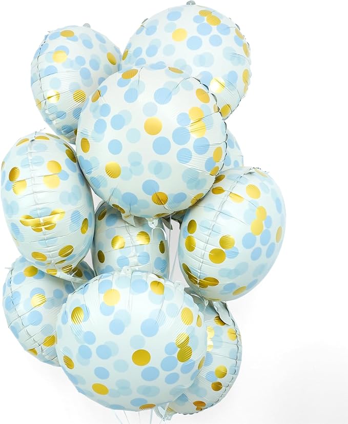 10 Pcs Blue Polka Dot Foil Balloons, Helium-Friendly Circle Dot Balloons - Image 6