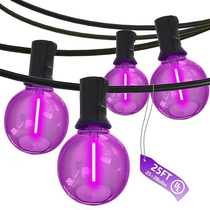 SUNSGNE G40 LED Purple Lights Outdoor, 25 Feet Halloween Purple String Lights by SUNSGNE