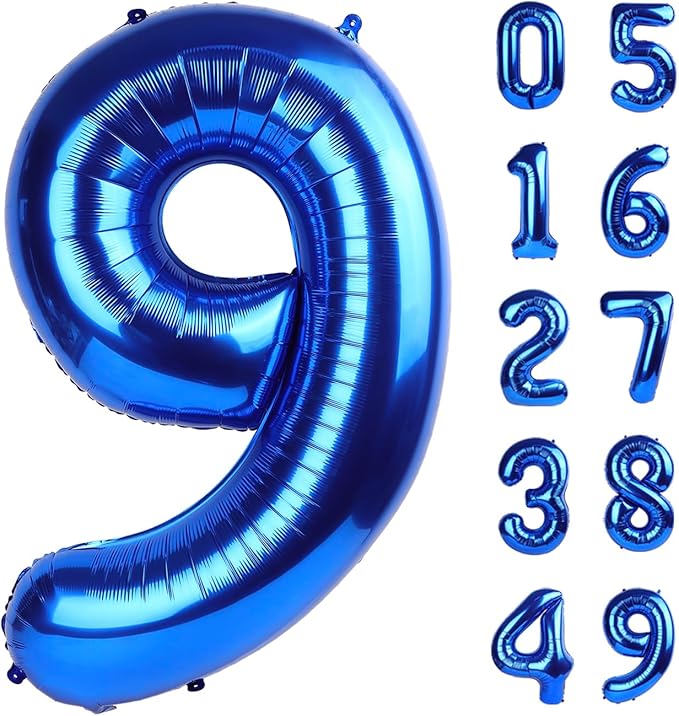 Large Foil Navy Blue Number 9 Balloon 40 Inch, Mylar 9th Number 9 Birthday by Upgesy