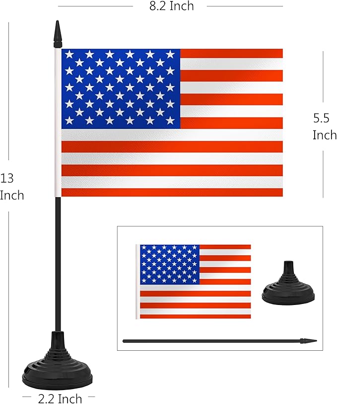 12 Pack USA Desk Flag Set, American Table Office Flag, Small Miniature Desktop - Image 2