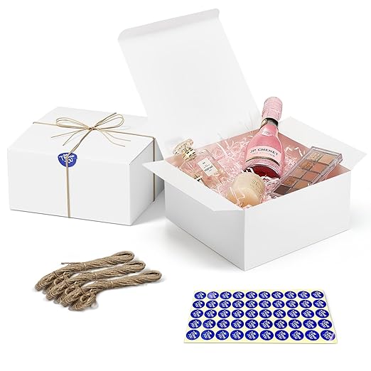 MESHA White Gift Boxes with Lids 8x8x4'' 100PC, Gift Boxes Bulk by MESHA