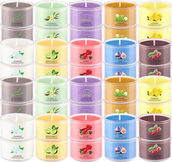 40 Scented Candle Set, 10 Fragrances, 35g Natural Soy Wax Candles - Image 9