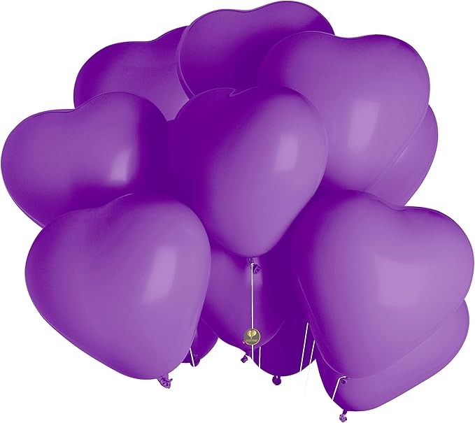 AFTERLOON® Biodegradable Balloons 24 pcs Purple 10 Inch Heart Shaped, Thickened - Image 2