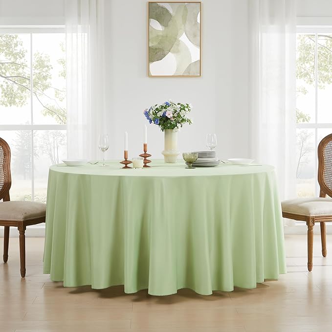 Round Tablecloth 6 Pack 90 Inch Sage Green Tablecloths Washable Decorative - Image 2