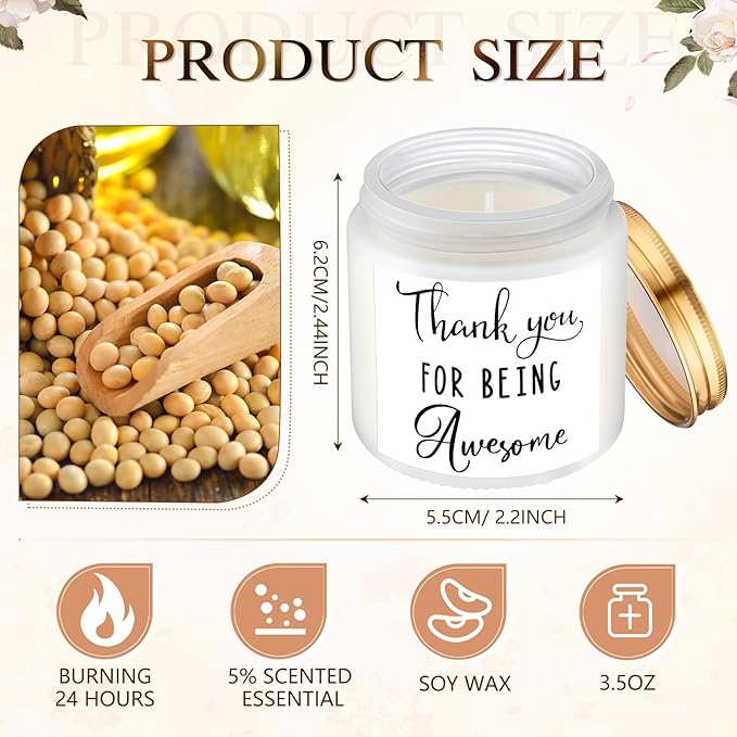 MTLEE 20 Pcs Thank You Gifts Candles 3.5 oz Employee Appreciation Inspirational - Image 2