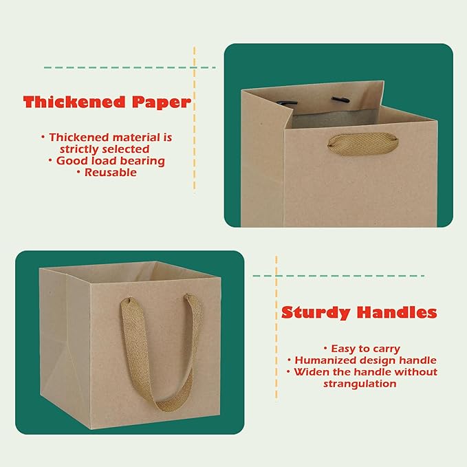 ADIDO EVA Kraft Brown Square Gift Bags Large Size Square Bottom Paper Bags - Image 3