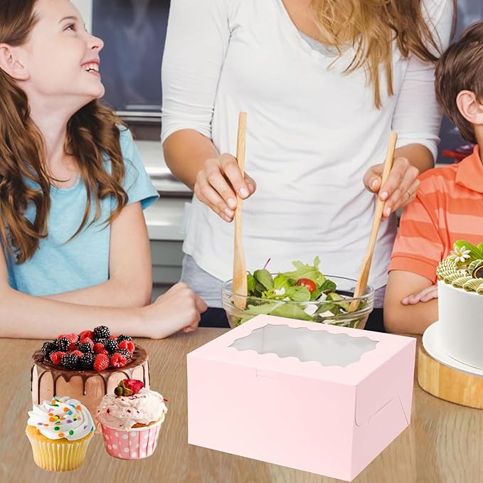 JCD 8Pcs Pink Cake Cupcake Combo Boxes Clear Lid - Image 6