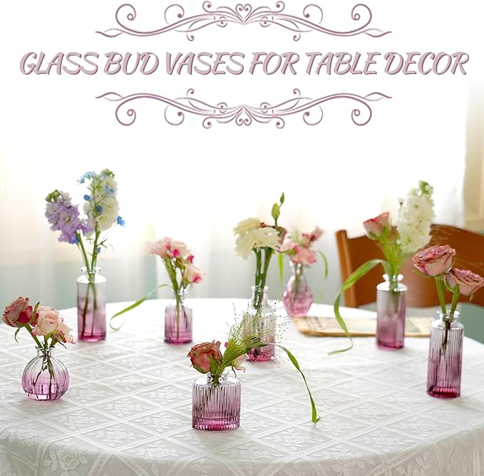 Bud Vases 24 in Bulk, Small Purple Vase Glass Vases - Image 3