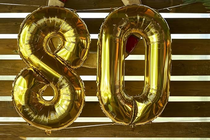 Gold Mylar Number 80 Balloon 40 inch, Number 80 Birthday Balloon, Anniversary - Image 4