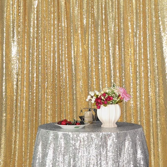 SquarePie Sequin Backdrop 8FT x 8FT Gold Curtain Background - Image 8