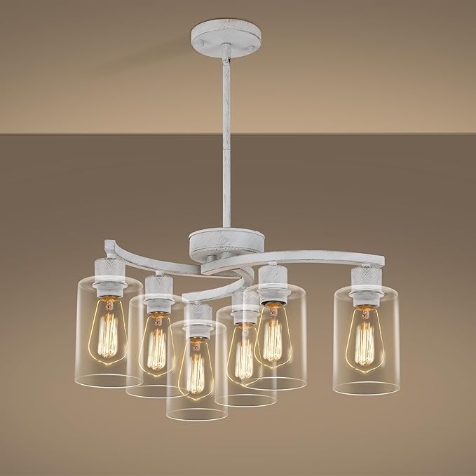 6-Light Antique White Chandelier by CNRATYE